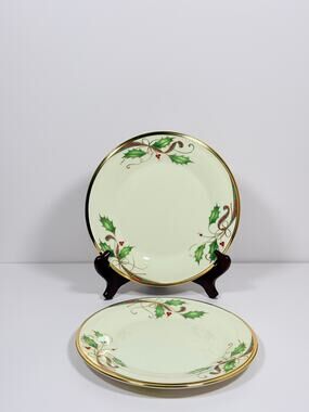 Vintage Lenox Holiday Nouveau Salad/Luncheon Plates ~ Set of 2